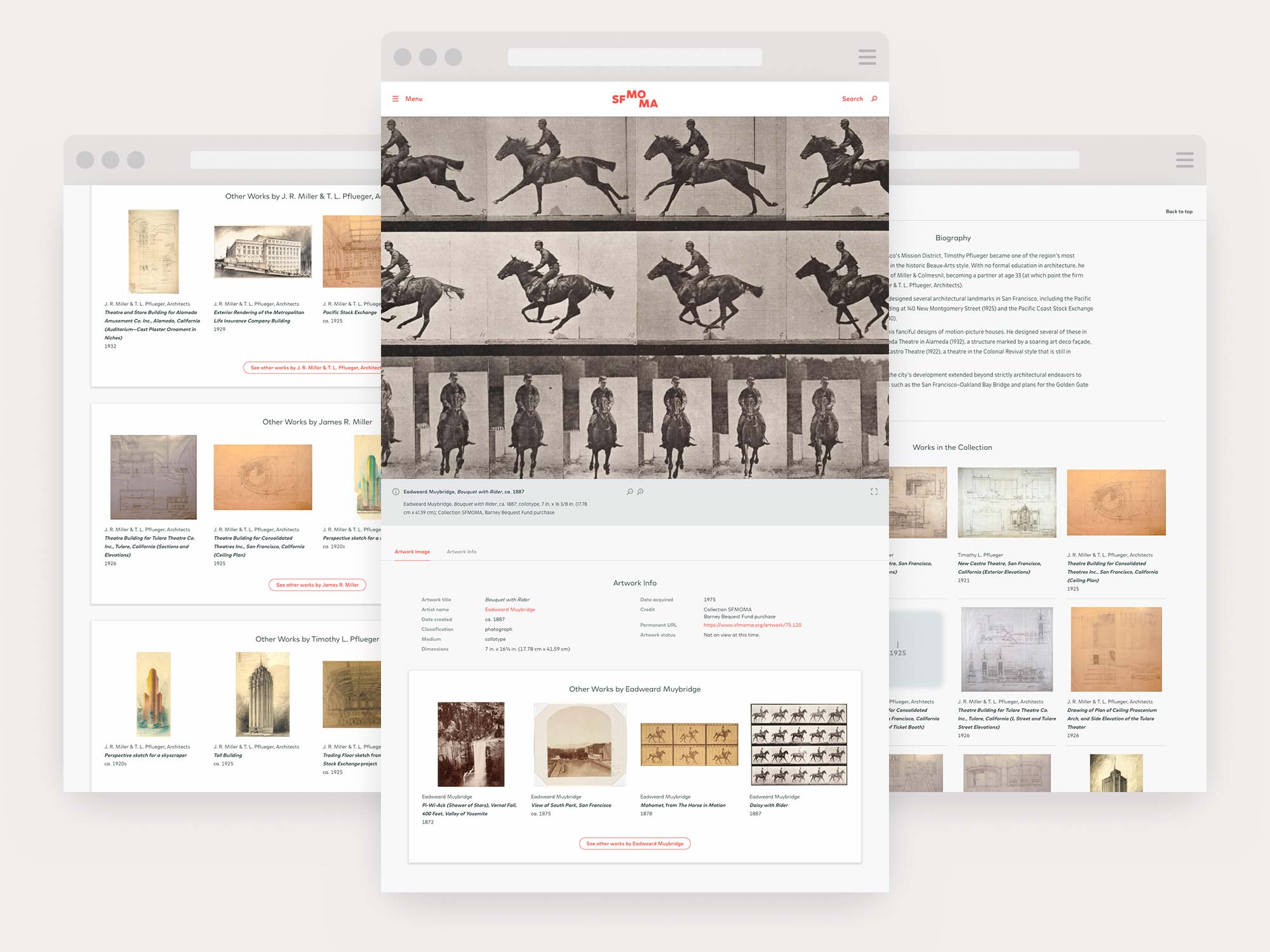 Screenshots of the SFMOMA asset library