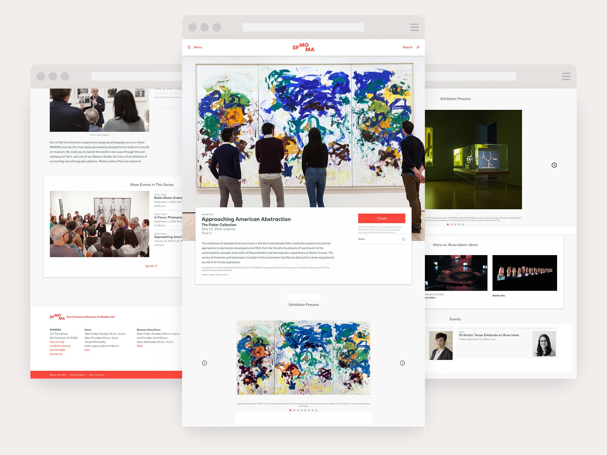 Screenshots of the SFMOMA website