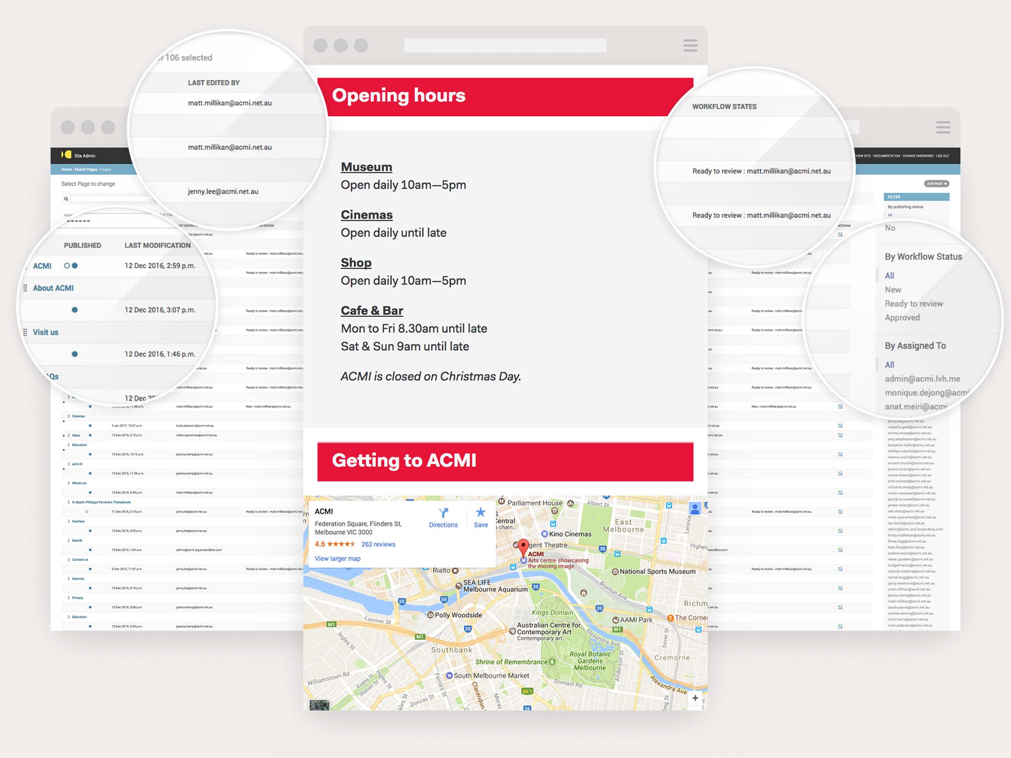 Screenshot of ACMI CMS
